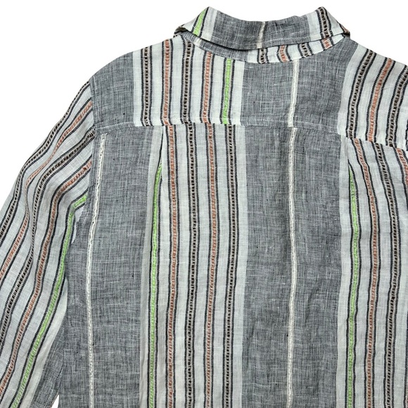 CP SHADES 100% Linen Sloane Striped Button Up Shirt Size M - Picture 6 of 12